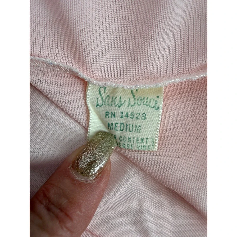 Vintage Sans Souci M Pink Bed Jacket‎ Lace Embroidered Peter Pan Collar Coquette